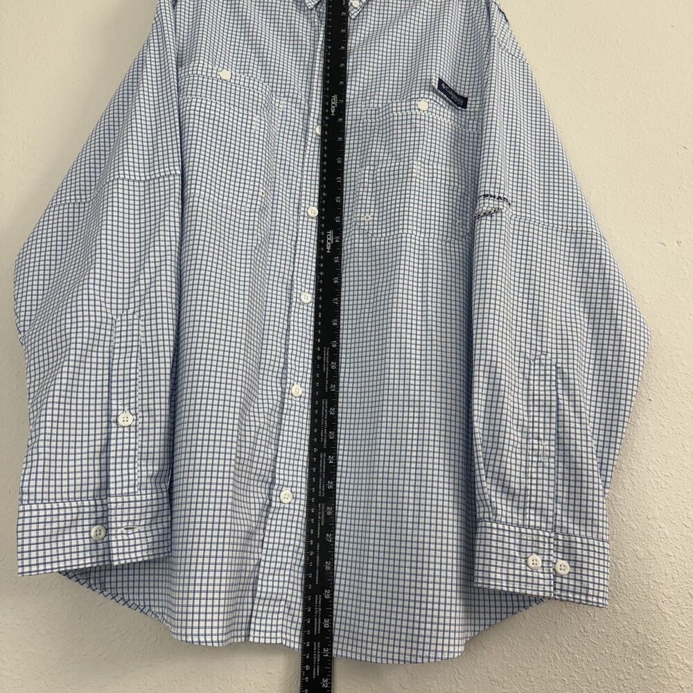 Columbia PFG Super Tamiami Shirt Mens XXL Blue Plaid Fishing Vented Long Sleeve - Picture 5 of 11